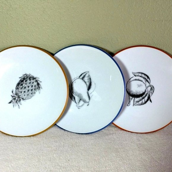 FITZ & FLOYD set of 3, SALAD PLATES FRUIT MOTIF - Picture 2 of 6